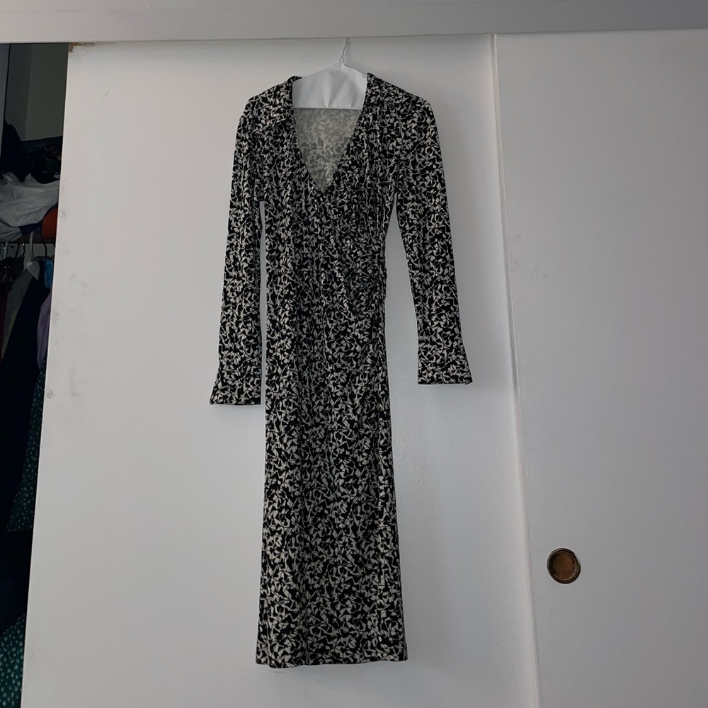 Diane Von Furstenburg Floral Midi Faux Wrap Dress